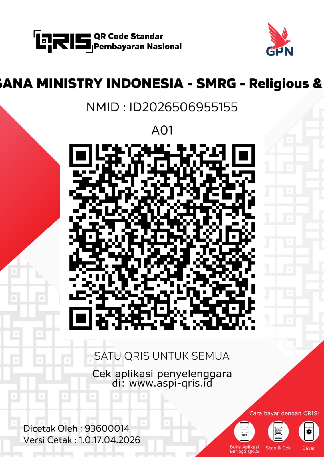 QRIS Hosana Ministry Indonesia